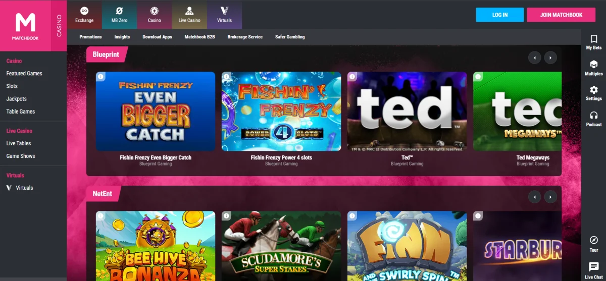 matchbook online casino games